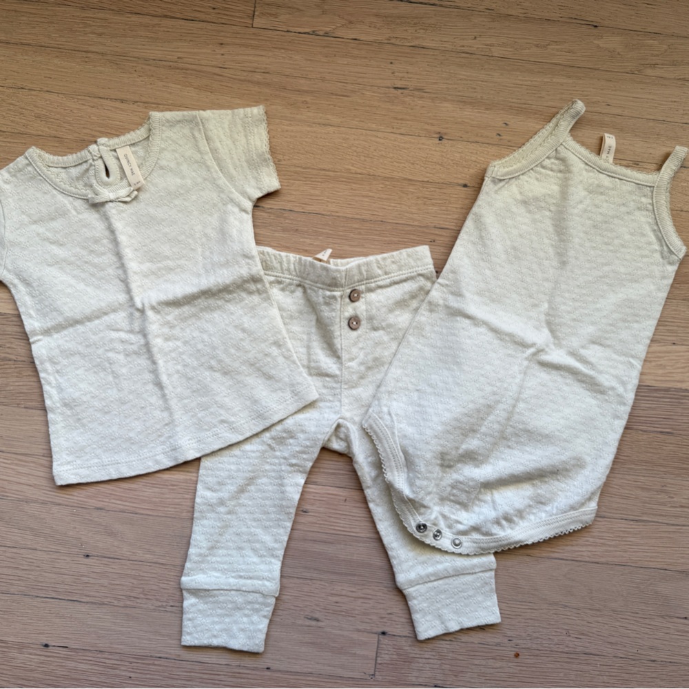 Quincy Mae pointelle set Cream 3-6 months